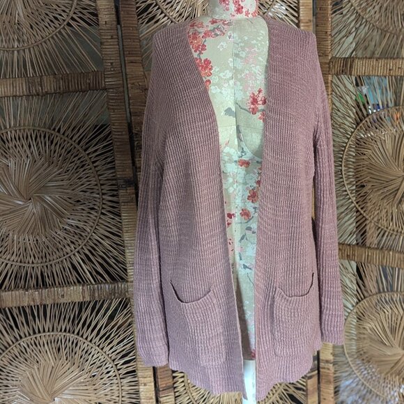 MADEWELL Postscript Linen Cotton Cardigan Sweater Dusty Pink - GUC Sz L - Picture 1 of 7